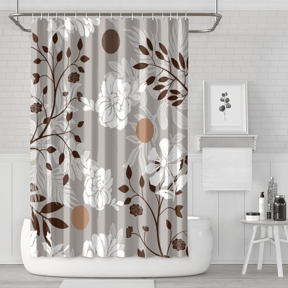 Waterproof Beautiful Colorful Floral Shower Curtain 72x72 Inch Boho Style Polyester Unique Shower Curtain for Bathroom Hotel Home Decor with 12 Plastic Hooks