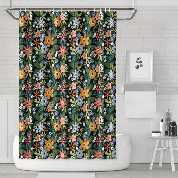 Waterproof Beautiful Colorful Floral Shower Curtain 72x72 Inch Boho Style Polyester Unique Shower Curtain for Bathroom Hotel Home Decor with 12 Plastic Hooks