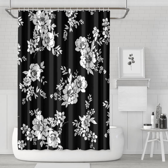 Waterproof Beautiful Colorful Floral Shower Curtain 72x72 Inch Boho Style Polyester Unique Shower Curtain for Bathroom Hotel Home Decor with 12 Plastic Hooks