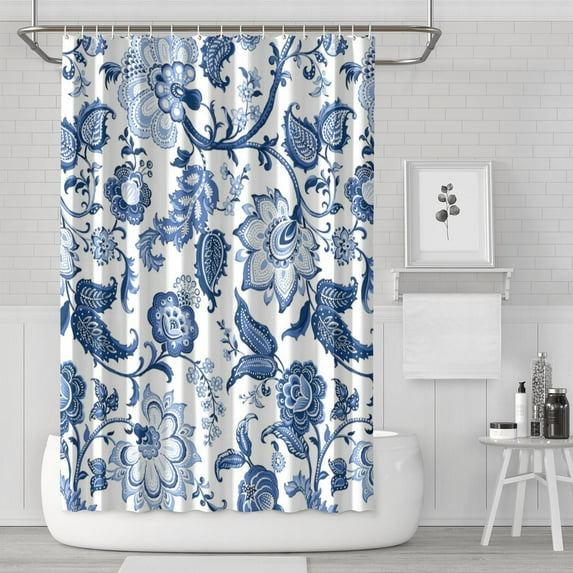 Waterproof Beautiful Colorful Floral Shower Curtain 72x72 Inch Boho Style Polyester Unique Shower Curtain for Bathroom Hotel Home Decor with 12 Plastic Hooks