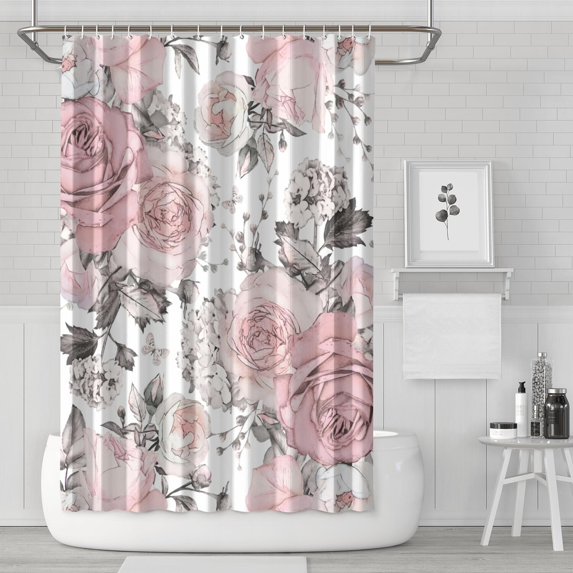 Waterproof Beautiful Colorful Floral Shower Curtain 72x72 Inch Boho Style Polyester Unique Shower Curtain for Bathroom Hotel Home Decor with 12 Plastic Hooks