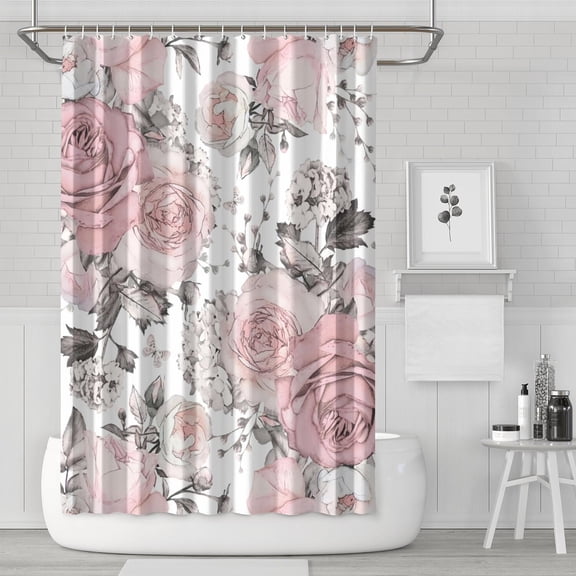 Waterproof Beautiful Colorful Floral Shower Curtain 72x72 Inch Boho Style Polyester Unique Shower Curtain for Bathroom Hotel Home Decor with 12 Plastic Hooks