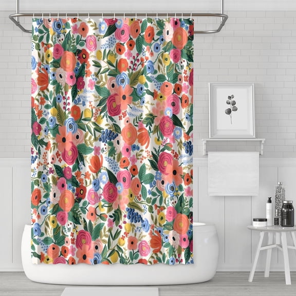 Waterproof Beautiful Colorful Floral Shower Curtain 72x72 Inch Boho Style Polyester Unique Shower Curtain for Bathroom Hotel Home Decor with 12 Plastic Hooks
