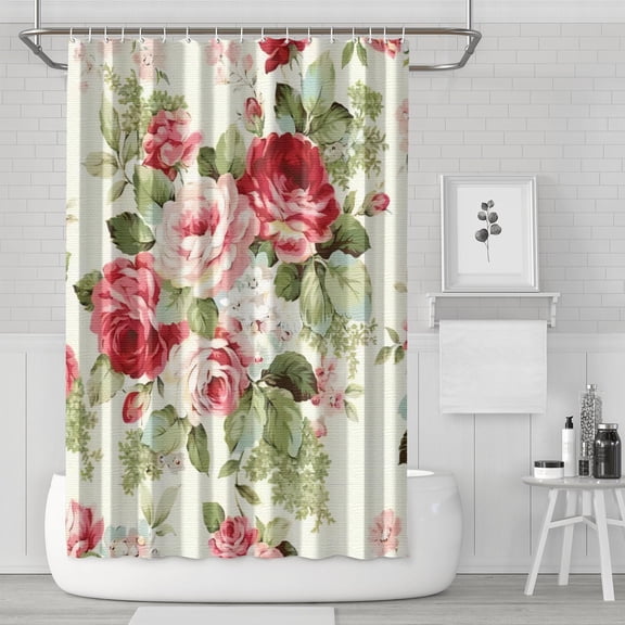 Waterproof Beautiful Colorful Floral Shower Curtain 72x72 Inch Boho Style Polyester Unique Shower Curtain for Bathroom Hotel Home Decor with 12 Plastic Hooks