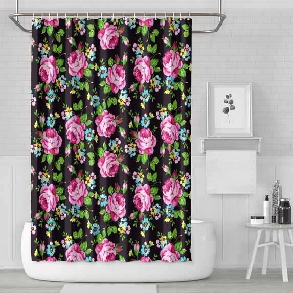 Waterproof Beautiful Colorful Floral Shower Curtain 72x72 Inch Boho Style Polyester Unique Shower Curtain for Bathroom Hotel Home Decor with 12 Plastic Hooks