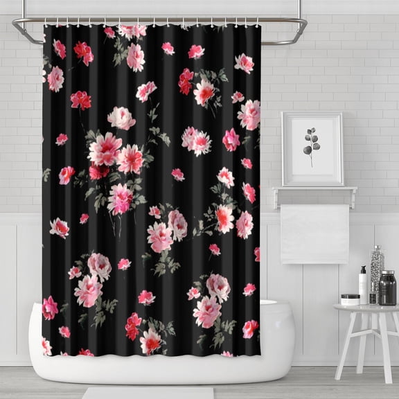 Waterproof Beautiful Colorful Floral Shower Curtain 72x72 Inch Boho Style Polyester Unique Shower Curtain for Bathroom Hotel Home Decor with 12 Plastic Hooks