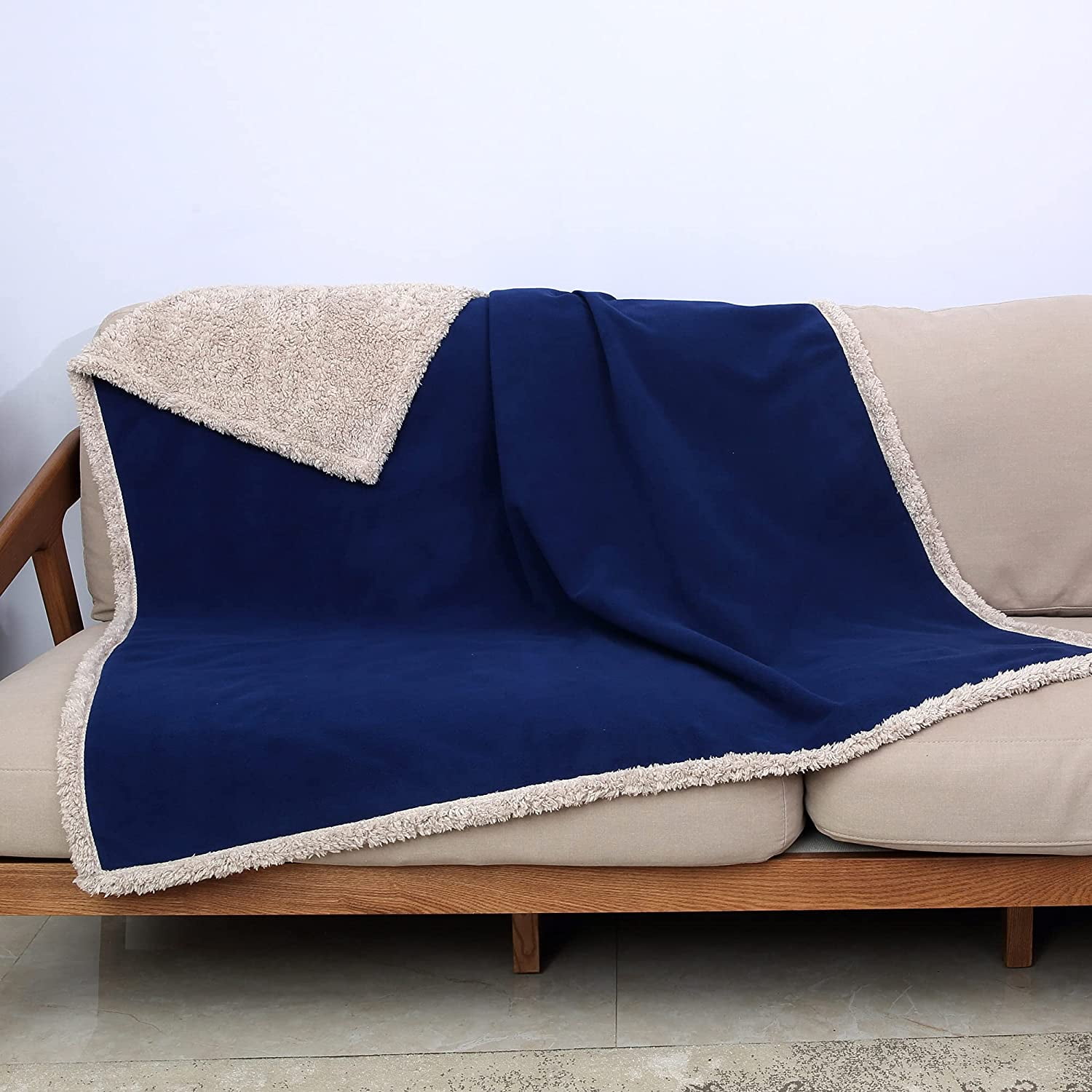 Waterproof Bed Blanket for Intimacy, Love Couples Leakproof Bed Cover, Reversible Protector Squirt Blanket, Splash Stain Proof Blanket Pad for Adults, Washable, 50X60 inches, Navy