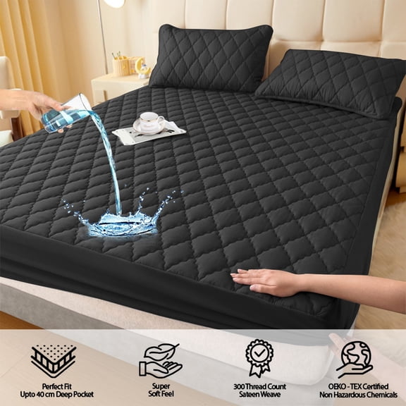 Waterproof Bed Sheet - Anti-Skid Fixed Cover, All-Inclusive Mattress Protector, Soft Polyester Fiber, Fits Mattress Up to 15", Non-Slip Elastic Edge, 150x200cm, Multiple Colors