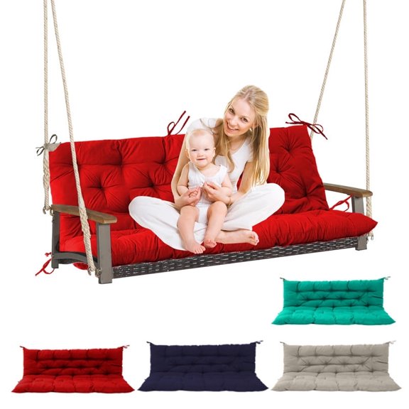 Waterproof Bench Cushion for Outdoor Furniture,2-3 Seater Replacement Thickened 5 in swing cushion,with Ties(Red,40x40 in)