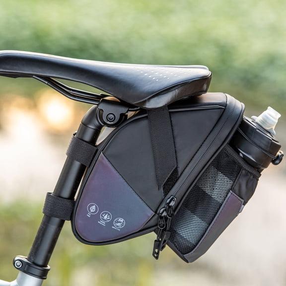 Waterproof Bicycle Saddle Bag with Kettle Pocket and Reflective Strip, Large Capacity Cycling Rear Seat Tail Pouch - 10.2 x 4.7 in / 26.0 x 12.0 cm