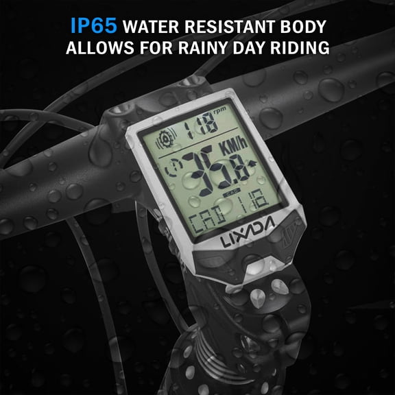 Waterproof Bike Computer Wireless Bike Computer Cadence Speedometer Multifunctional 2.5 Inch LCD Screen Cycle Computer with Backlight for Cycling Enthusiasts Black White