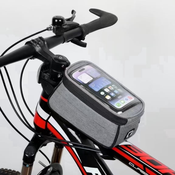 Waterproof Bike Front Frame Bag | 1.5L Capacity Mount Top Tube Bag Accessories for Adults | Bicycle Handlebar Compatible Phone Holder | Mountain and Road Bike Bags & Cycling Accessories, Grey