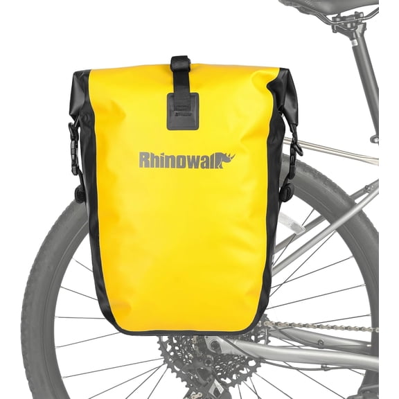 Waterproof Bike Pannier Bag 25L with Roll-Top Expansion and Shoulder Strap