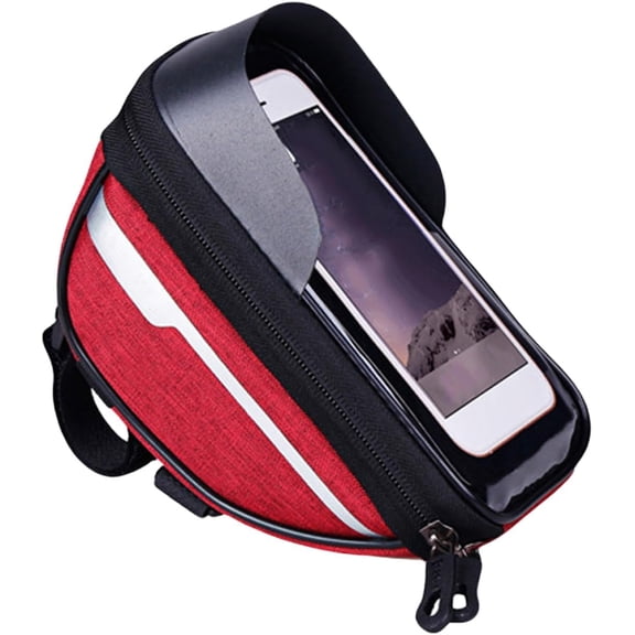 Waterproof Bike Phone Holder Handlebar Bag Clear Touch Screen Mount for Cycling Red