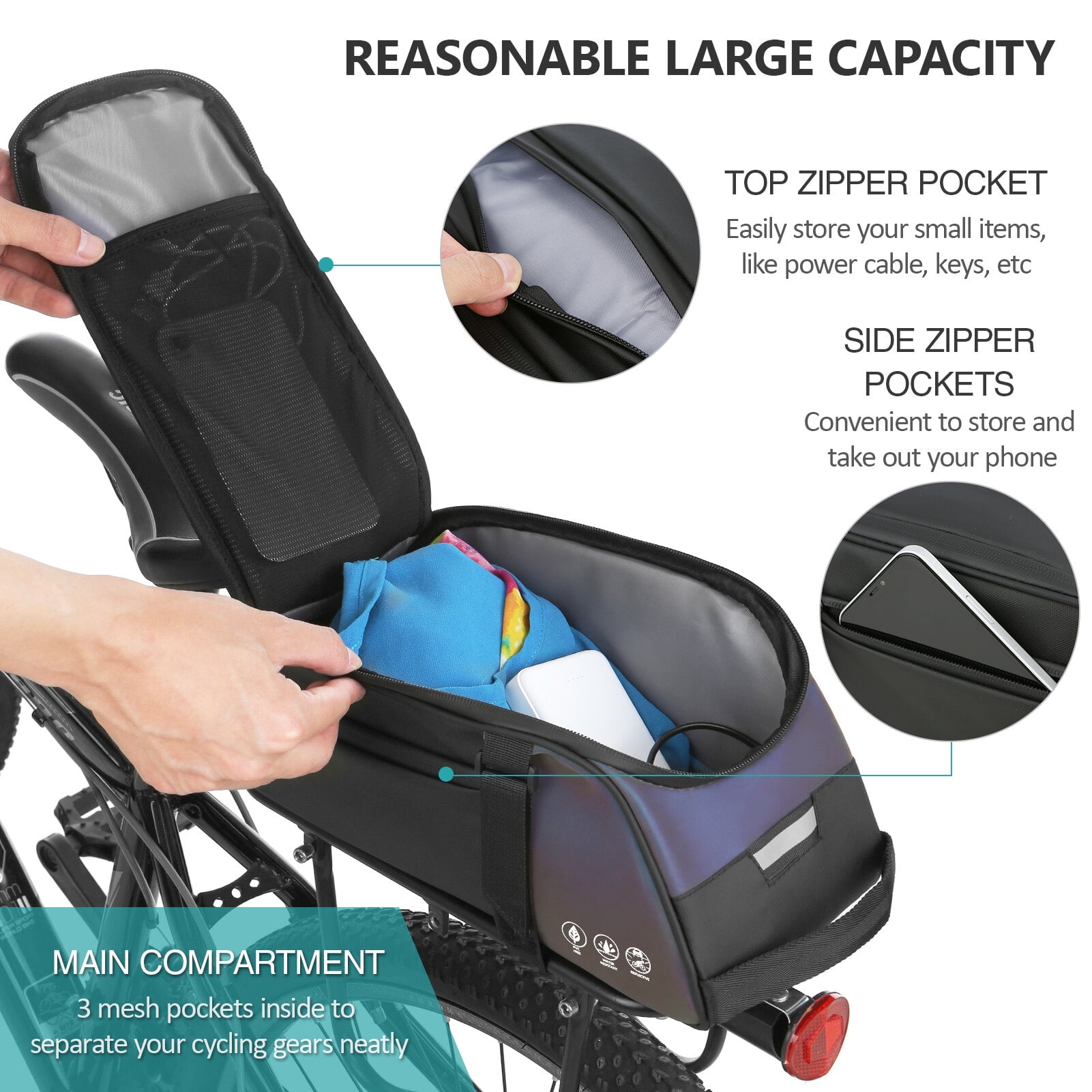 Waterproof Bike Rear Rack Bag Carrier Cycle Rear Rack Should Bag ...