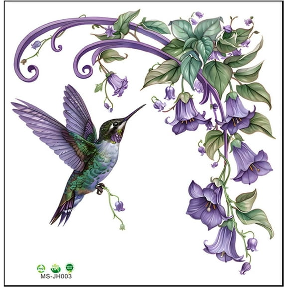 Waterproof Birds & Flower Wall Sticker – Hummingbird Self Adhesive Decal for Home, School, Bedroom Decor