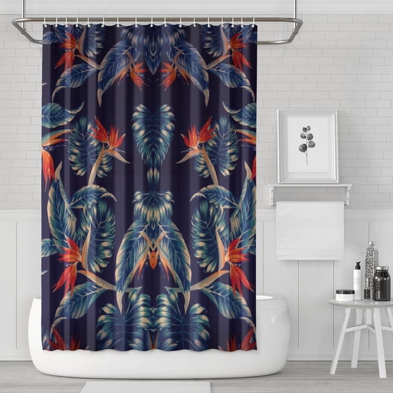 Waterproof Birds Of Paradise Pattern Shower Curtain 72x72 Inch Boho Style Polyester Unique Shower Curtain for Bathroom Hotel Home Decor with 12 Plastic Hooks