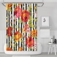 thumbnail image 1 of Waterproof Black Stripe Background Red Roses Shower Curtain 72x72 Inch Boho Style Polyester Unique Shower Curtain for Bathroom Hotel Home Decor with 12 Plastic Hooks, 1 of 5