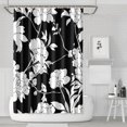 thumbnail image 1 of Waterproof Blakc Peony Flowers with Leaves Shower Curtain 72x72 Inch Boho Style Polyester Unique Shower Curtain for Bathroom Hotel Home Decor with 12 Plastic Hooks, 1 of 5
