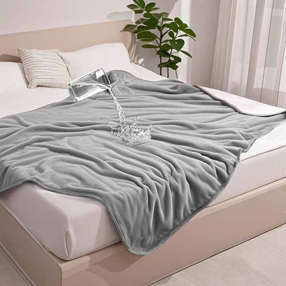 Waterproof Blanket For Bed Couch Sofa Liquid Pee And Proof Pet Dog Puppy Cat Reversible Sherpa Fleece Throw Furniture Cover Protector (grey 50x60 Inches)