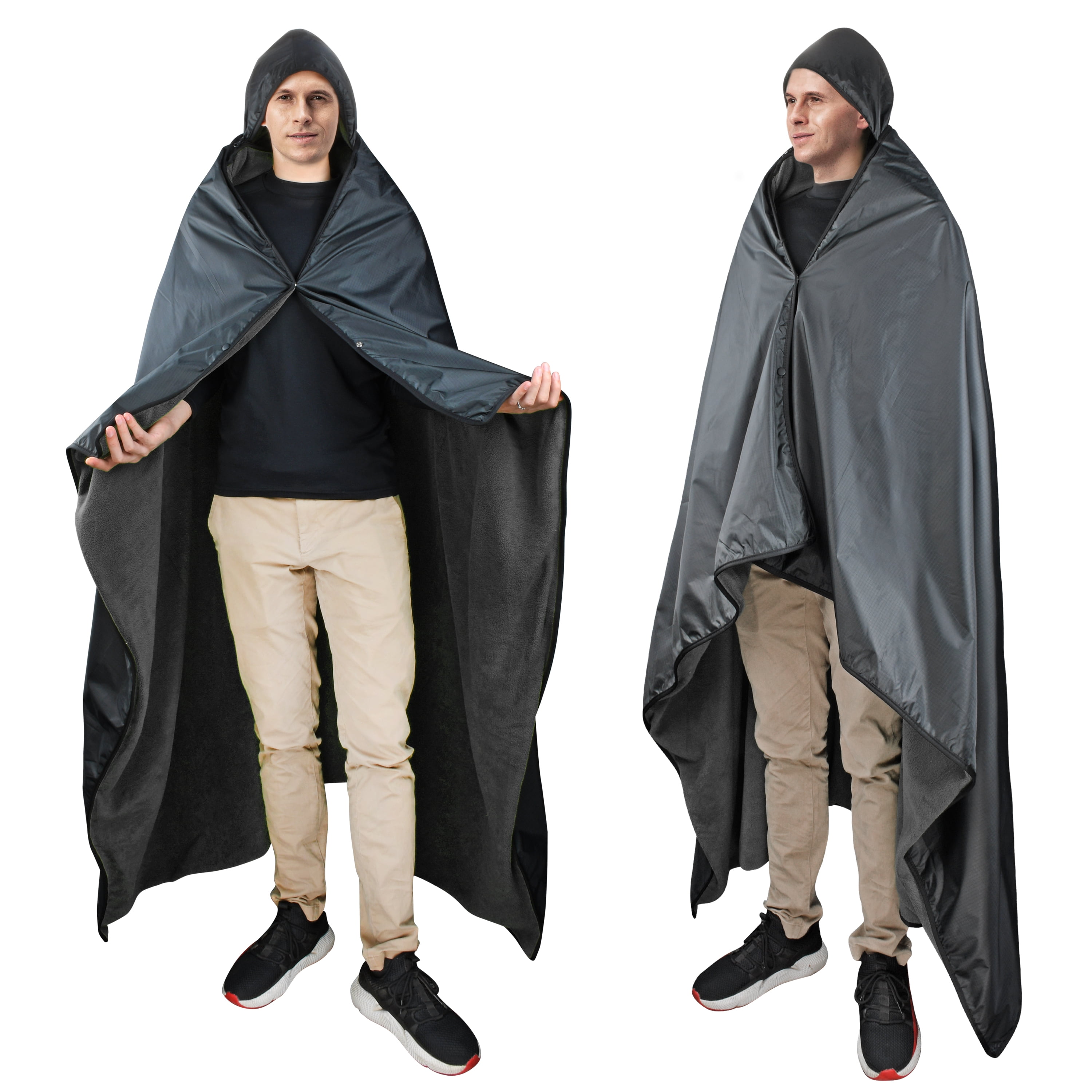Waterproof Blanket for Outdoors, Hooded Blanket Poncho Windproof