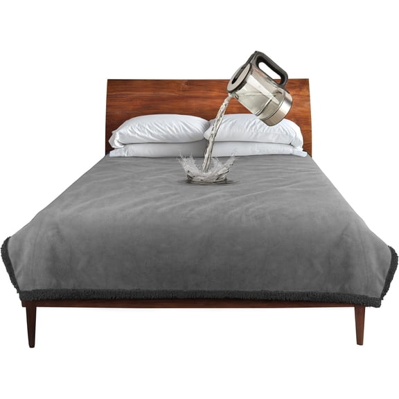 Waterproof Blanket for Bed, Washable Leakproof Protector Cover, Reversible Throw Blanket for Couch Sofa, Stain Proof Blanket Pad, 60X80 inches, Grey