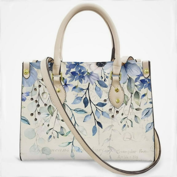 Waterproof Blue Flowers Cross Body Bags For Women Small Leather Female Handbags Fashion Top-Handle Totes
