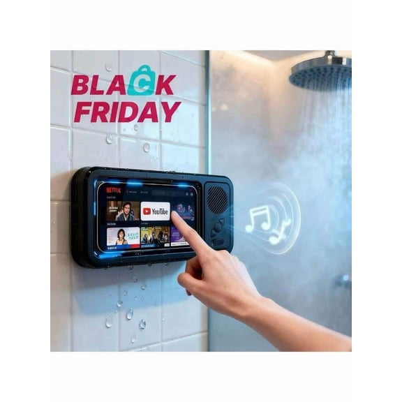 Waterproof Bluetooth-Compatible Speaker With 360° Rotating Touch Screen, Shower TV-Like Phone Mount For Video Viewing, Music & Bath Time In Bathroom, Kitchen & Pool, Waterproof Wireless Speaker