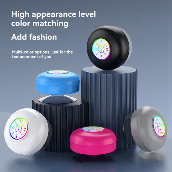 Waterproof Bluetooth Speaker LED Colorful Luminous Small Speaker Large Suction Cup for Bathroom & Outdoor Use Blue