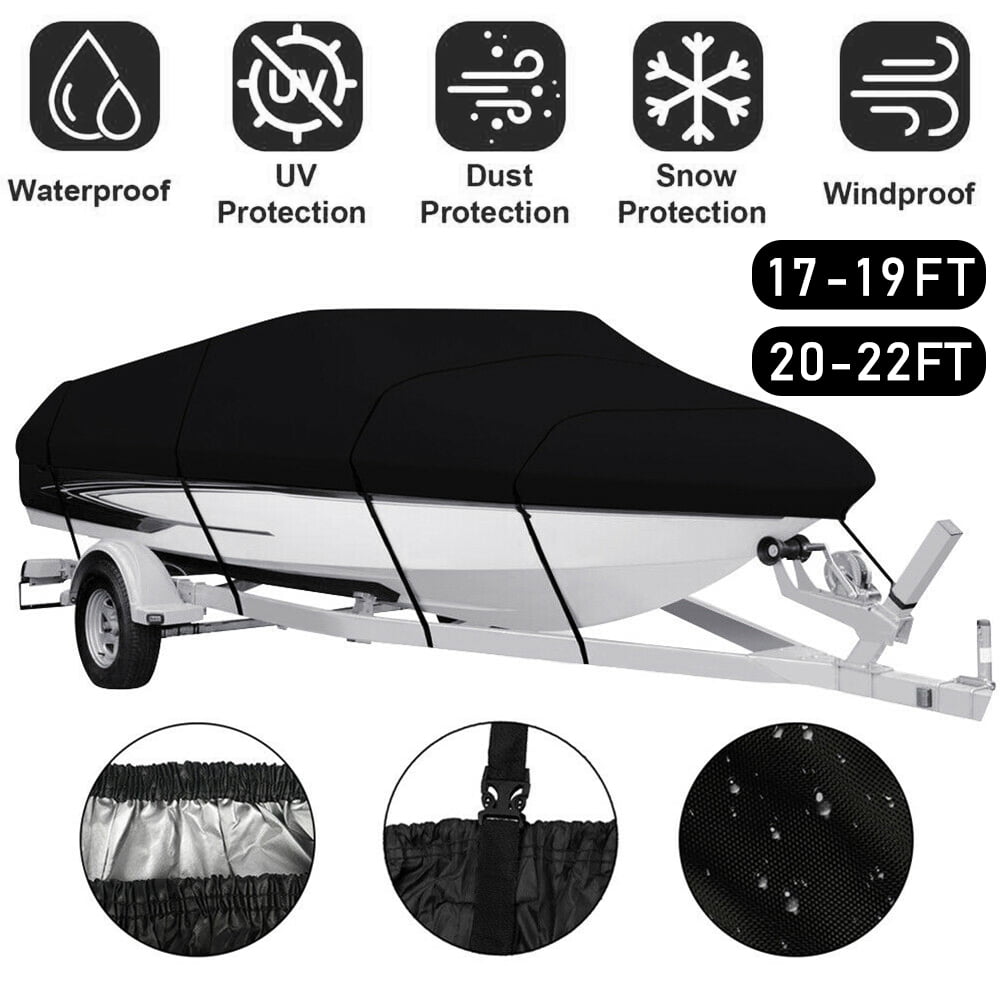 NEVERLAND 17-19ft Boat Cover UV Dust Wind Waterproof V-Hull Runabout Covers 210D