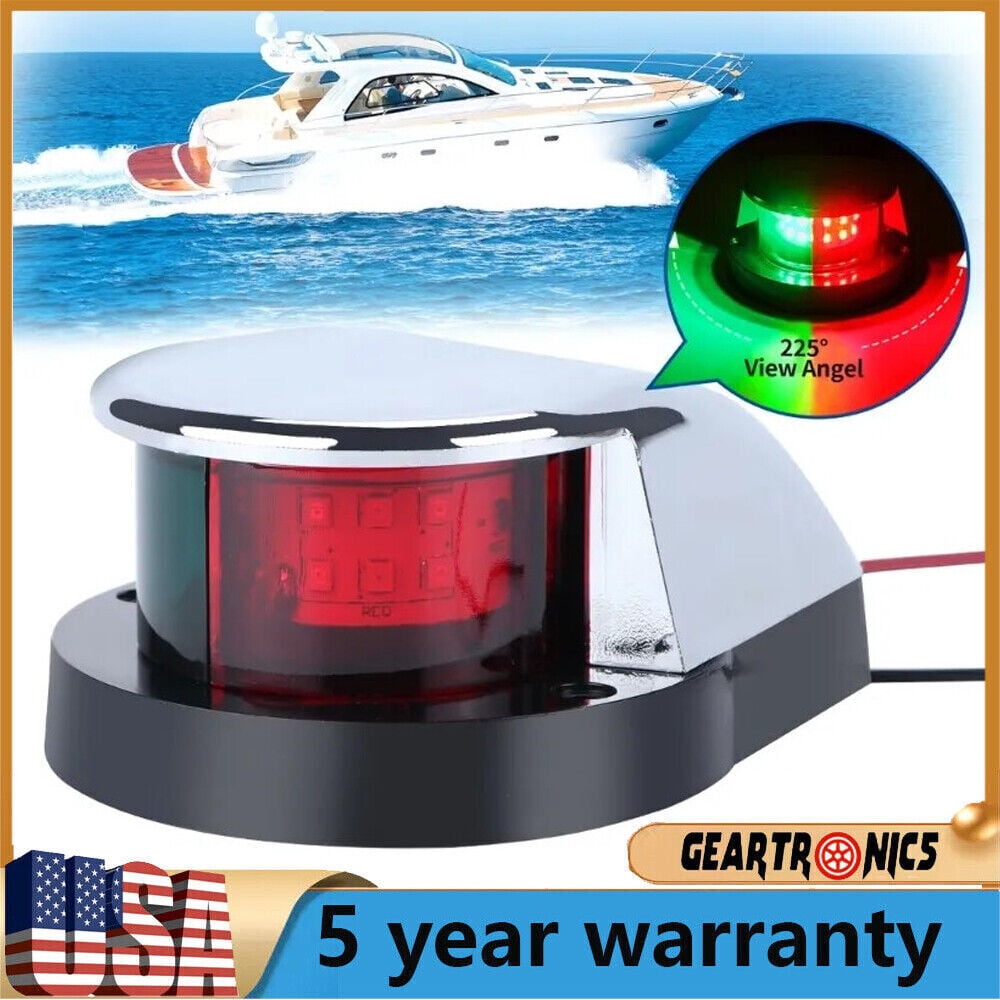 Waterproof Boat Navigation Light LED Bow Marine Front Pontoon Lamp Red Green 12V
