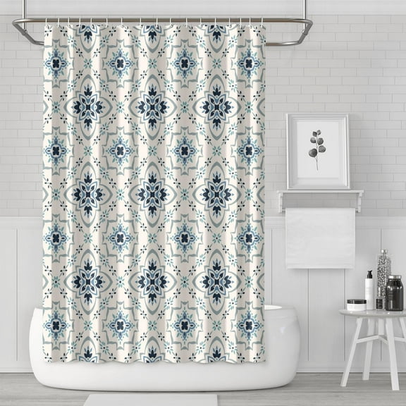Waterproof Bohemia Shower Curtain 72x72 Inch Boho Style Polyester Unique Shower Curtain for Bathroom Hotel Home Decor with 12 Plastic Hooks