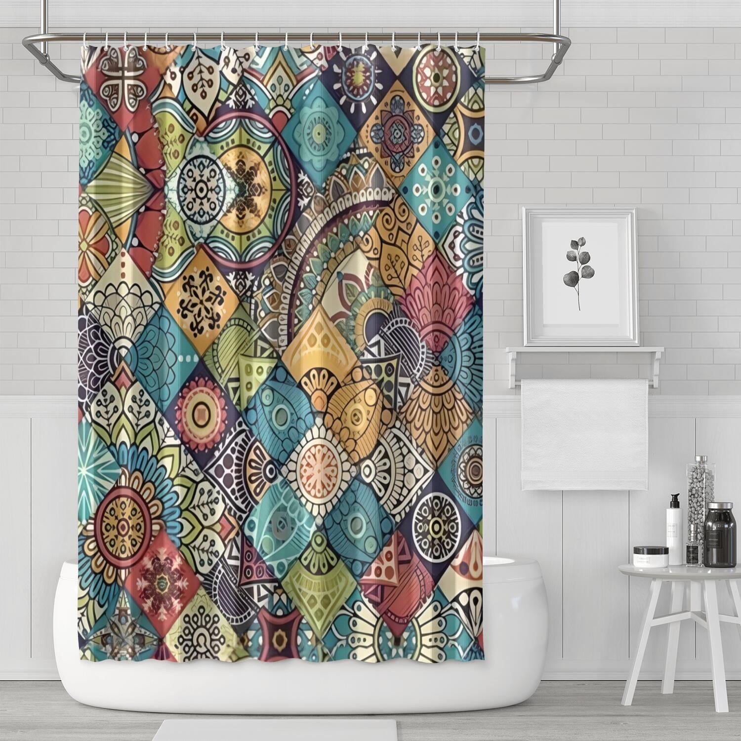 Waterproof Bohemian Shower Curtain 72x72 Inch Boho Style Polyester ...
