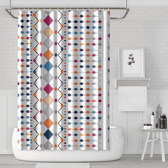Waterproof Bohemian Shower Curtain 72x72 Inch Boho Style Polyester Unique Shower Curtain for Bathroom Hotel Home Decor with 12 Plastic Hooks