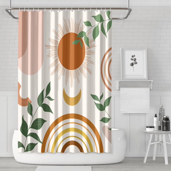 Waterproof Bohemian Shower Curtain 72x72 Inch Boho Style Polyester Unique Shower Curtain for Bathroom Hotel Home Decor with 12 Plastic Hooks