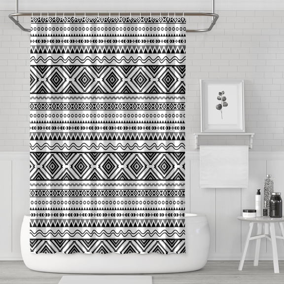Waterproof Bohemian Shower Curtain 72x72 Inch Boho Style Polyester Unique Shower Curtain for Bathroom Hotel Home Decor with 12 Plastic Hooks