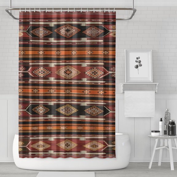 Waterproof Bohemian Shower Curtain 72x72 Inch Boho Style Polyester Unique Shower Curtain for Bathroom Hotel Home Decor with 12 Plastic Hooks