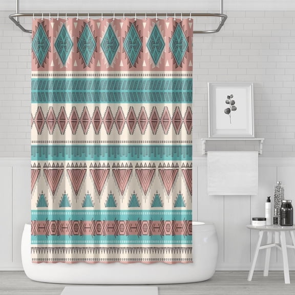Waterproof Bohemian Shower Curtain 72x72 Inch Boho Style Polyester Unique Shower Curtain for Bathroom Hotel Home Decor with 12 Plastic Hooks
