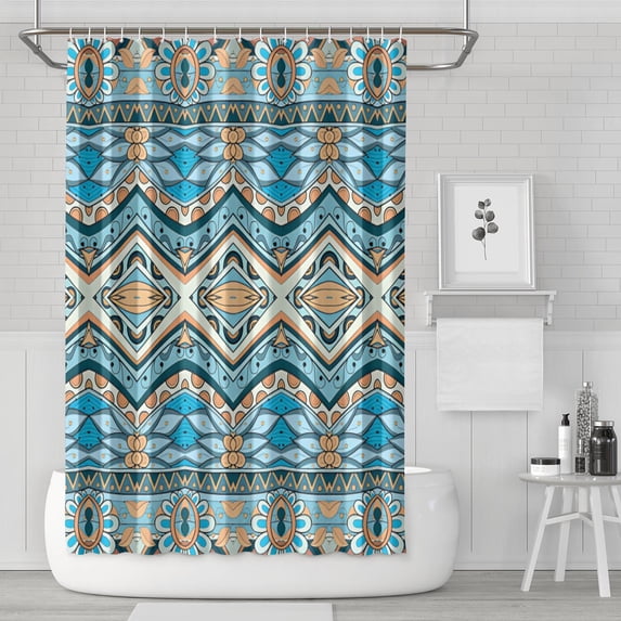 Waterproof Bohemian Shower Curtain 72x72 Inch Boho Style Polyester Unique Shower Curtain for Bathroom Hotel Home Decor with 12 Plastic Hooks