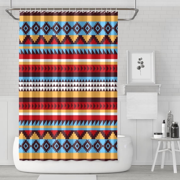 Waterproof Bohemian Shower Curtain 72x72 Inch Boho Style Polyester Unique Shower Curtain for Bathroom Hotel Home Decor with 12 Plastic Hooks