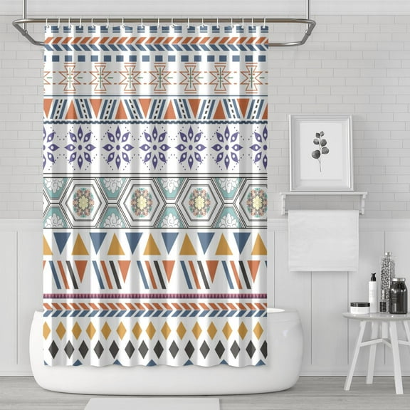 Waterproof Bohemian Shower Curtain 72x72 Inch Boho Style Polyester Unique Shower Curtain for Bathroom Hotel Home Decor with 12 Plastic Hooks
