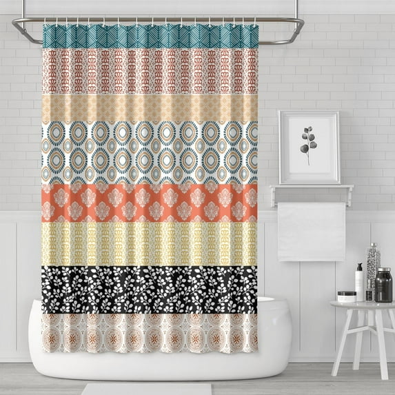 Waterproof Bohemian Shower Curtain 72x72 Inch Boho Style Polyester Unique Shower Curtain for Bathroom Hotel Home Decor with 12 Plastic Hooks