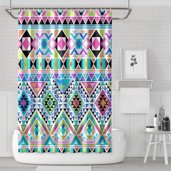 Waterproof Bohemian Shower Curtain 72x72 Inch Boho Style Polyester Unique Shower Curtain for Bathroom Hotel Home Decor with 12 Plastic Hooks