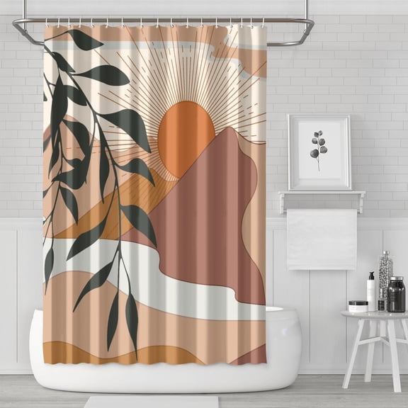 Waterproof Bohemian Shower Curtain 72x72 Inch Boho Style Polyester Unique Shower Curtain for Bathroom Hotel Home Decor with 12 Plastic Hooks