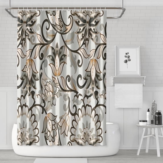 Waterproof Bohemian Shower Curtain 72x72 Inch Boho Style Polyester Unique Shower Curtain for Bathroom Hotel Home Decor with 12 Plastic Hooks