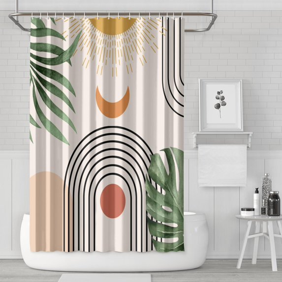 Waterproof Bohemian Shower Curtain 72x72 Inch Boho Style Polyester Unique Shower Curtain for Bathroom Hotel Home Decor with 12 Plastic Hooks