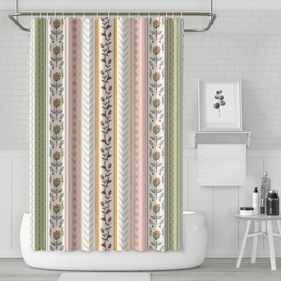 Waterproof Bohemian Shower Curtain 72x72 Inch Boho Style Polyester Unique Shower Curtain for Bathroom Hotel Home Decor with 12 Plastic Hooks