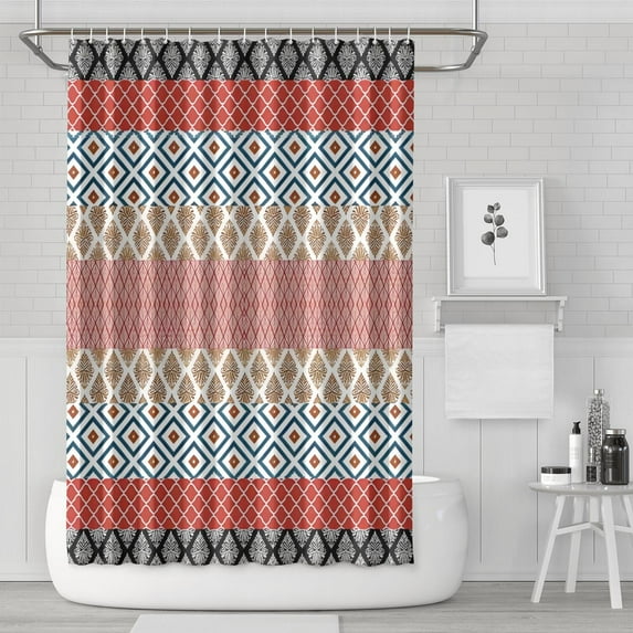 Waterproof Bohemian Shower Curtain 72x72 Inch Boho Style Polyester Unique Shower Curtain for Bathroom Hotel Home Decor with 12 Plastic Hooks