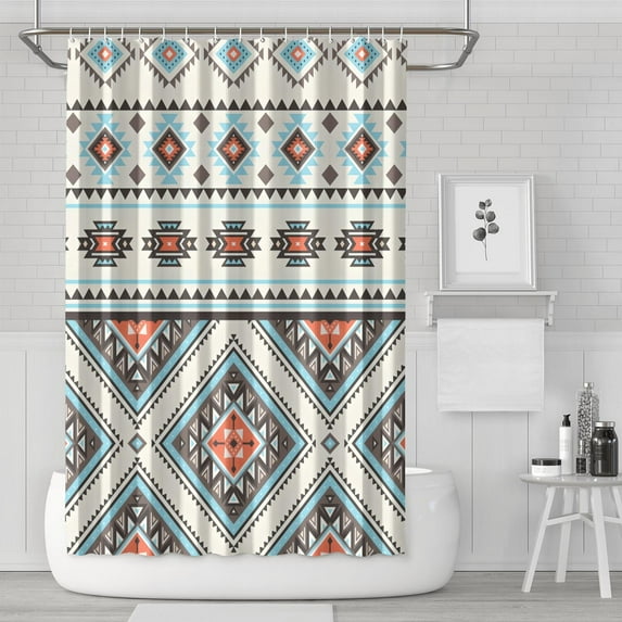 Waterproof Bohemian Shower Curtain 72x72 Inch Boho Style Polyester Unique Shower Curtain for Bathroom Hotel Home Decor with 12 Plastic Hooks
