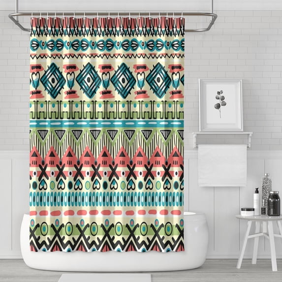 Waterproof Bohemian Shower Curtain 72x72 Inch Boho Style Polyester Unique Shower Curtain for Bathroom Hotel Home Decor with 12 Plastic Hooks